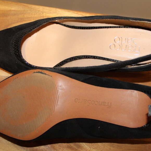 Franco Sarto Black Suede Heels - Sz 9 - Picture 5 of 6